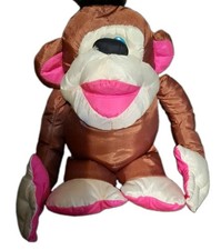 Vtg 1994 Fisher Price Chattering Chimp Monkey Puffalump Brown Pink Plush Toy