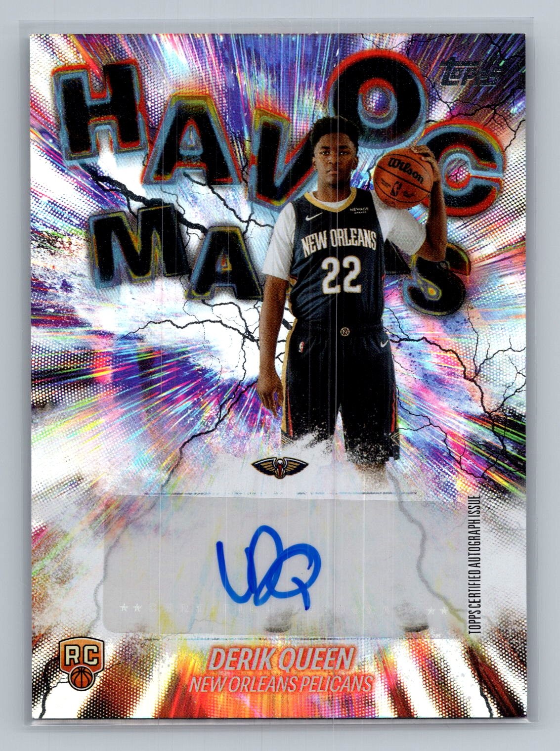 Derik Queen 2025-26 Topps #HM-DQ Havoc Marks Auto Pelicans RC Rookie
