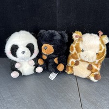 Aurora Lot of 3 Playful Rolly Pet Bear Panda Giraffe 5" Plush Stuffed Animal Toy