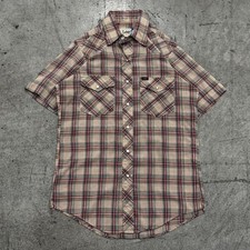 Vintage 70s Lee Western Pearl Snap Plaid Button Up Shirt Medium Cotton Americana