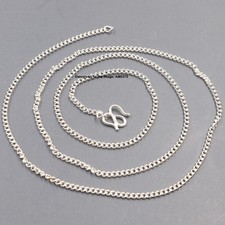 New Solid 999 Fine Silver Women's Necklace 1.6mm Curb Link Chain 17.3inch