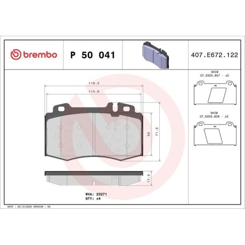Plaquettes de frein Brembo P50041 Prime Line pour système de frein à disque automobile