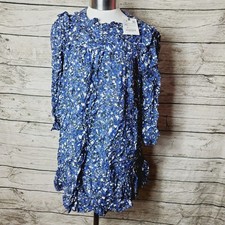 Zara Floral Ruffle Peasant Dress Long Sleeve Mini Dress Size XS NWT