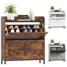 HOMCOM Narrow Shoe Cabinet, Farmhouse Shoe St...