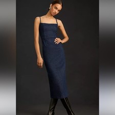 Reformation Delphinia Denim Midi Dress Size 0 NWT $198