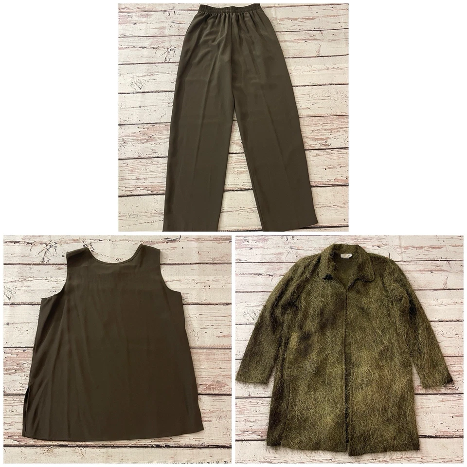 Conjunto de 3 piezas cárdigan sin mangas pantalones pequeños para mujer IC Collection By Connie’s Foto 2 de 4