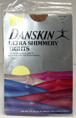 VTG 80s Danskin Ultra Shimmery Tights Size C Toast Made USA NOS #1331