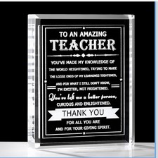 Beautiful Teacher Appreciation Gift Crystal Plaque Thank You High Quality