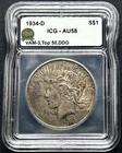 Rare 1934-D DDO Peace Silver Dollar AU58 ICG VAM-3 Top 50