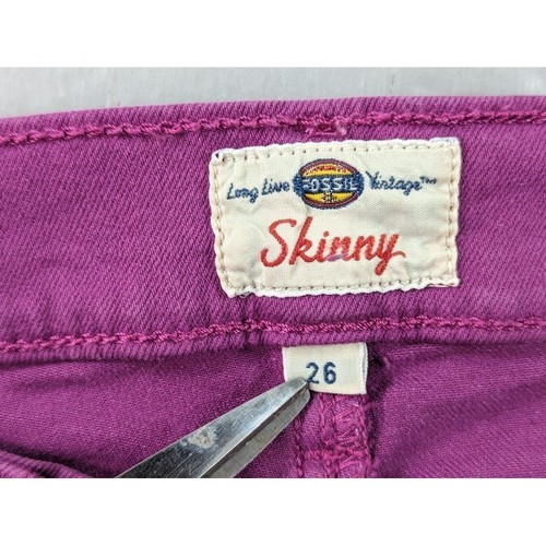 Fossil Denim Skinny Jeans Womens Purple Mid Rise Ankle Long Live Vintage Size 26 - Picture 2 of 10