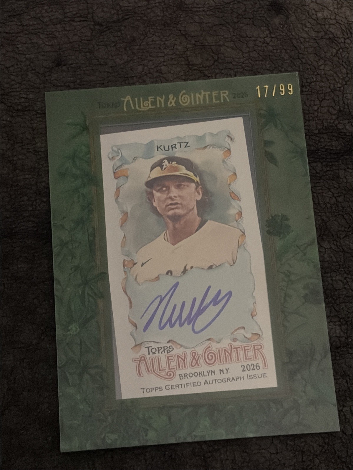 2026 Allen & Ginter # MA-NK Nick Kurtz Mini Autograph Green Frame /99 Athletics