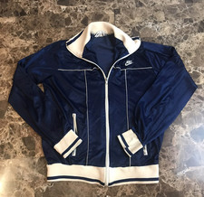 VTG Nike Track Jacket Blue Womens Size M Activewear Full Zip Made in USA