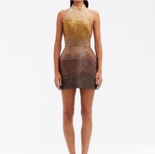 Oscar De La Renta Ombre Bugle Beaded Mini Dress Size 0