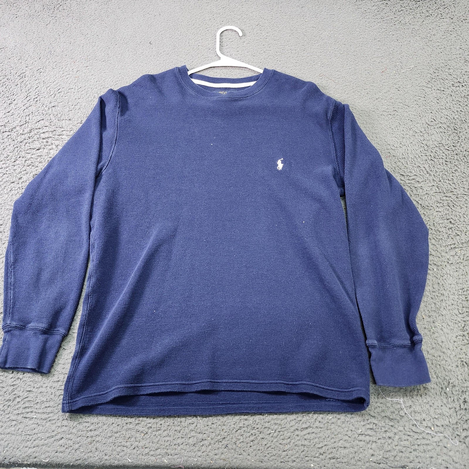Polo Ralph Lauren Shirt Mens Medium Blue Thermal Waffle Knit Long Sleeve Tee