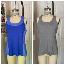 90 Degrees by RELEX Lot 2 STRETCH  Athletic Jogging Henley Shirts TANKS *MEDIUM*