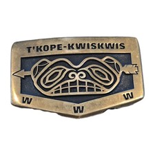 VTG BOY SCOUT BELT BUCKLE T'KOPE KWISKWIS ORDER OF THE ARROW SEATTLE BRONZE