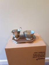 Taza jarra crema octette de peltre Gorham de colección PH4 azucarero y bandeja