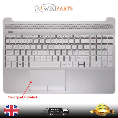 Ersatz für HP 15-DW1001NW Laptop Handauflage mit Tastatur UK Silber L53737-031