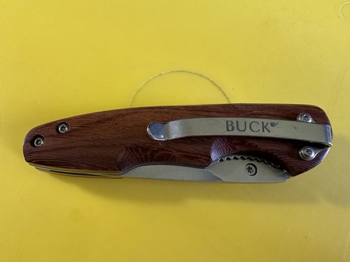 BUCK 139 LOCKBLADE POCKET KNIFE NIB 3”BLADE WOOD HANDLE CLIP THUMB ASSIST L-3B - Picture 9 of 10