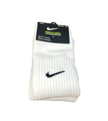 NIKE Classic Cushioned Knee High Soccer White Socks Size W 10-13 Men 8-12 NEW