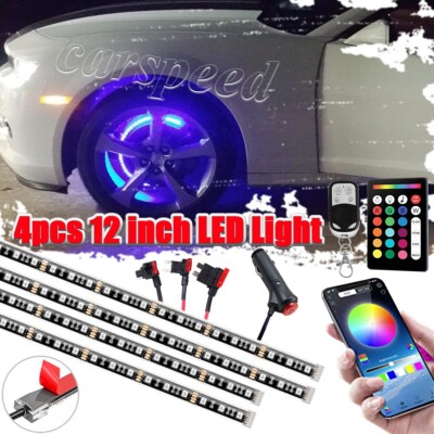 4Pcs RGB Color Wheel Well LED Light Kit Custom Accent Neon Strips Rim Tire Set