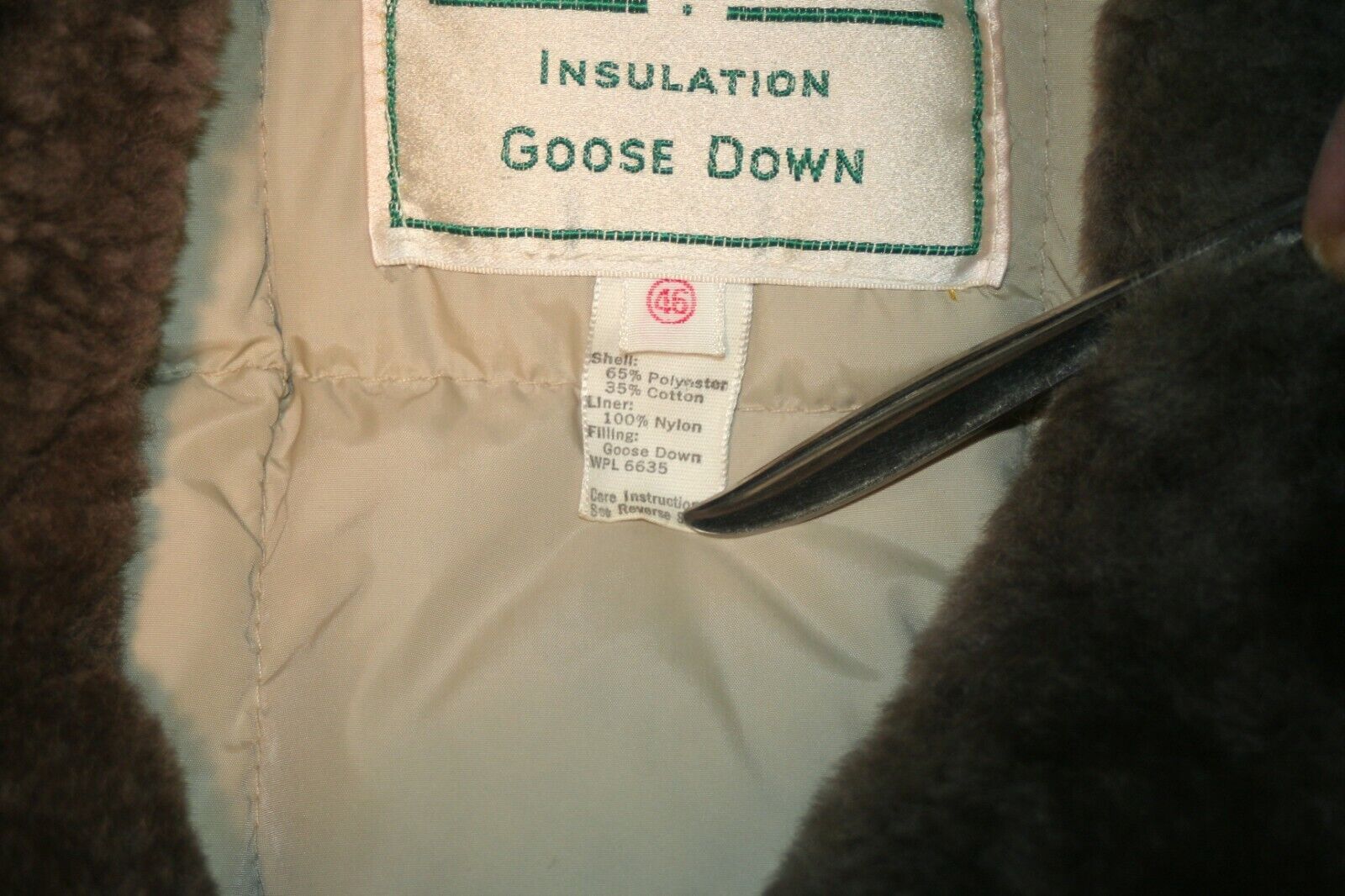 Rare VTG LL Bean Insulation Goose Down Faux Fur T… - image 4