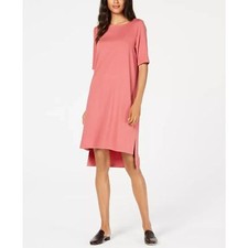 Eileen Fisher Womens Mimosa T-shirt Dress Size Large Pink Shift Casual Viscose