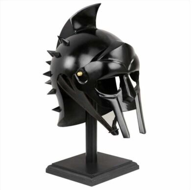 Toller Gladiator Maximus Schwarz Helm - Rennactor Helm mit Lederriemen