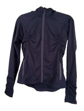 Athleta Half Mile Gray Hoodie Jacket Thumb Holes Front Zip w/Pockets Size XSmall