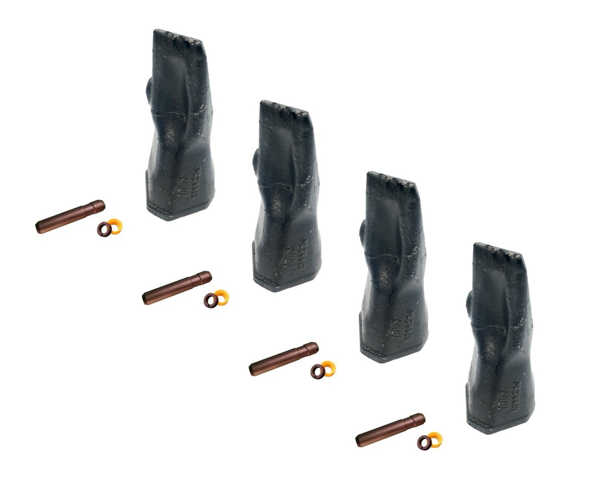 4 Backhoe Bucket Tooth 208-5236 Long Tip w/ Pin fits CAT DRS230