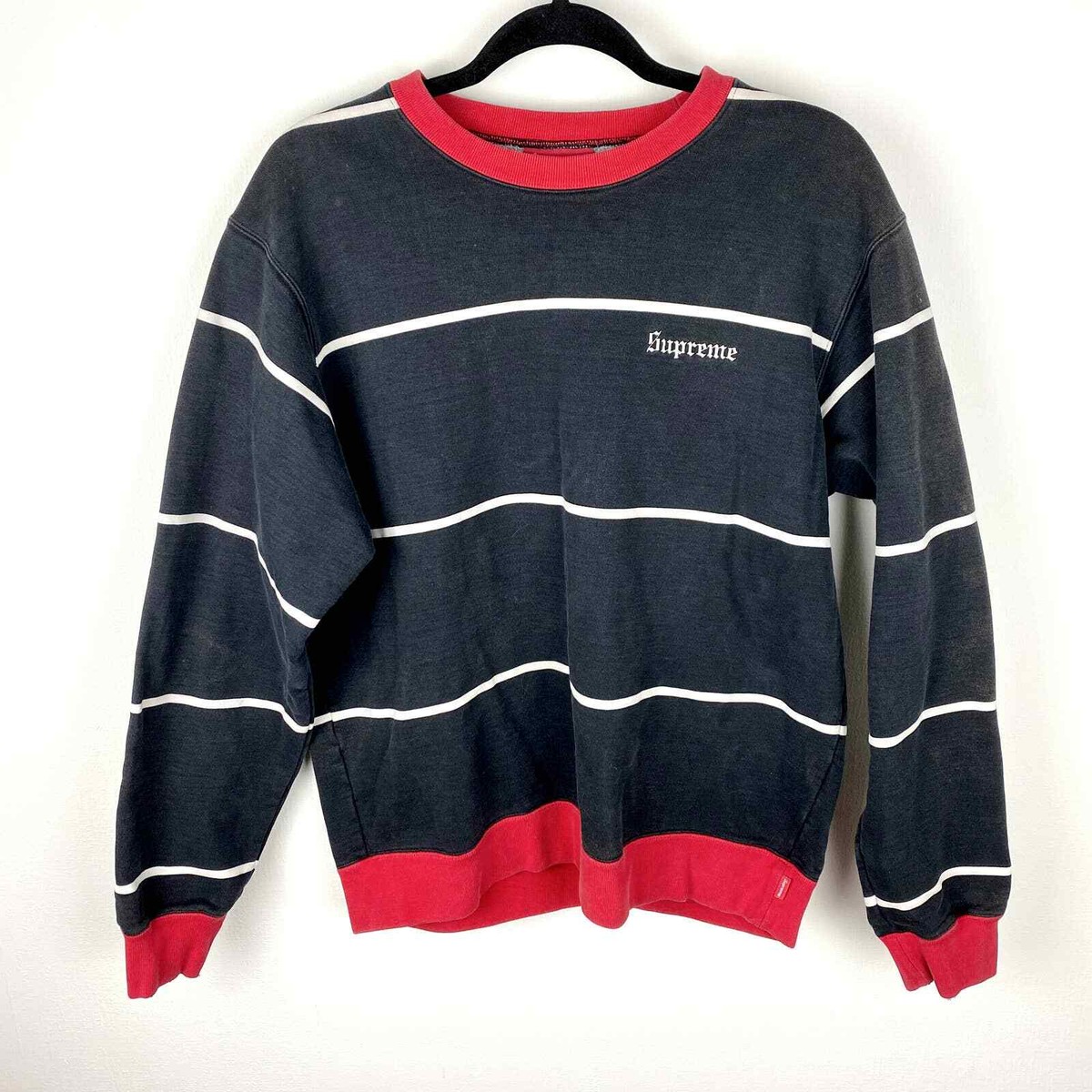 Supreme FW17 Stripped Crewneck Size M Black White Red | eBay Supreme FW17 Stripped Crewneck Size M Black White Red | eBay