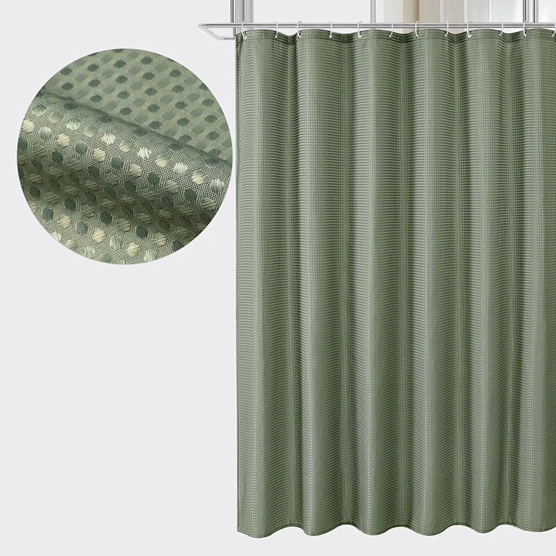 Soft Waffle Weave Shower Curtain Fabric Luxury Water Repellent Bathroom Cloth - Image 4 of 4