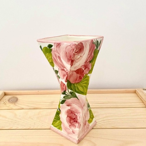 BASSANO KERAMIK VASE TISCHVASE SCHÖNES ROSEN MOTIV 19 CM HOCH NEU - Picture 2 of 3