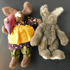 Mary Meyer & Calico Peluche Conejo Conejo De Colección 1994 Brazos Articulados Piernas Lote de 2