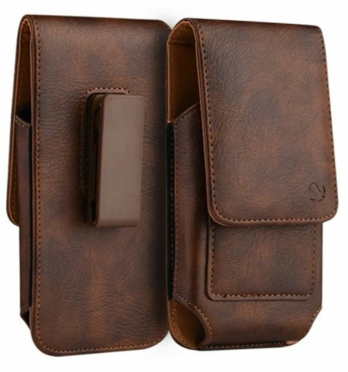 For Motorola Moto G Stylus - Brown Leather Vertical Holster Pouch Belt Clip Case - Image 2 of 4