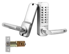 Mechanical Door Lock w/ Adjustable Deadlatch 2-3/8'' & 2-3/4'' Keyless Gate lock