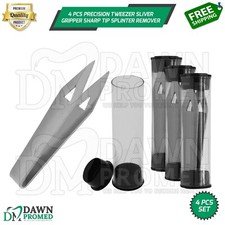4 Pcs Precision Tweezer Silver Gripper Sharp Tip Splinter Remover Tweezer Set