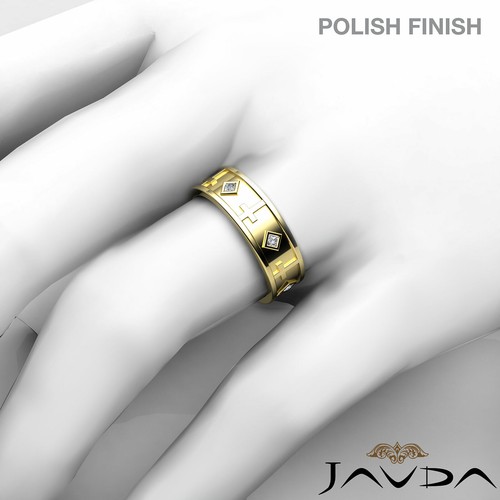 Cross Design Men's Princess Diamond Eternity Wedding Band 14k White Gold 0.30Ctw - Picture 28 of 30