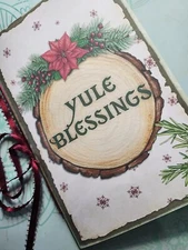 Junk Journal Blank Booklet "YULETIDE" Christmas Holiday Yule LG 8.5"x5.5" 40pgs