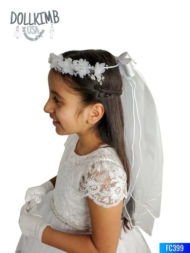 First Communion Long Dress. White Flower Girl. Vestido de primera comunion Blanc - Picture 7 of 14