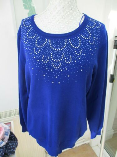 BNWT AUTONOMY BLUE WITH SILVER BEAD DECORATION L/SLEEVE JUMPER SIZE M BUST 40 IN - Picture 1 of 2