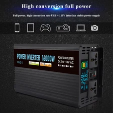 16000W Car Power Inverter 12V DC to 110V AC Pure Sine Wave Converter Transformer