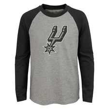 Outerstuff NBA Youth Boys San Antonio Spurs Fadeaway Raglan Long Sleeve Tee