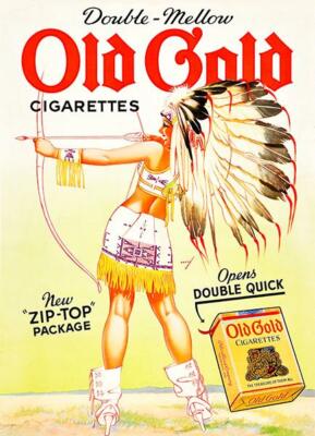 native american cigarettes Old Gold Cigarette - American Native Indian Girl - 1939 - Advertising  Magnet