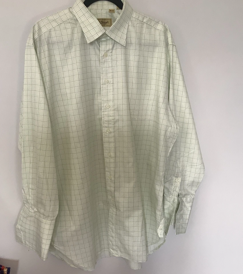 Camisa de vestir Paul Stuart para hombre con botones verde 16 1/2-33 amarillo cuello a cuadros Foto 2 de 4