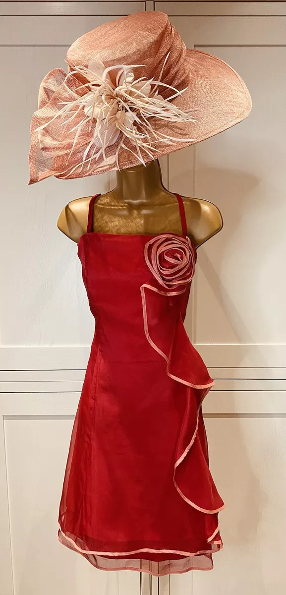 Coast UK 12 14 Special Occasion Red Peach Statement Silk Fit And