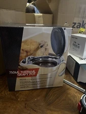 304 Brushed Stainless Steel Gravy Boat Thermal Insulated Double Wall Serving ...