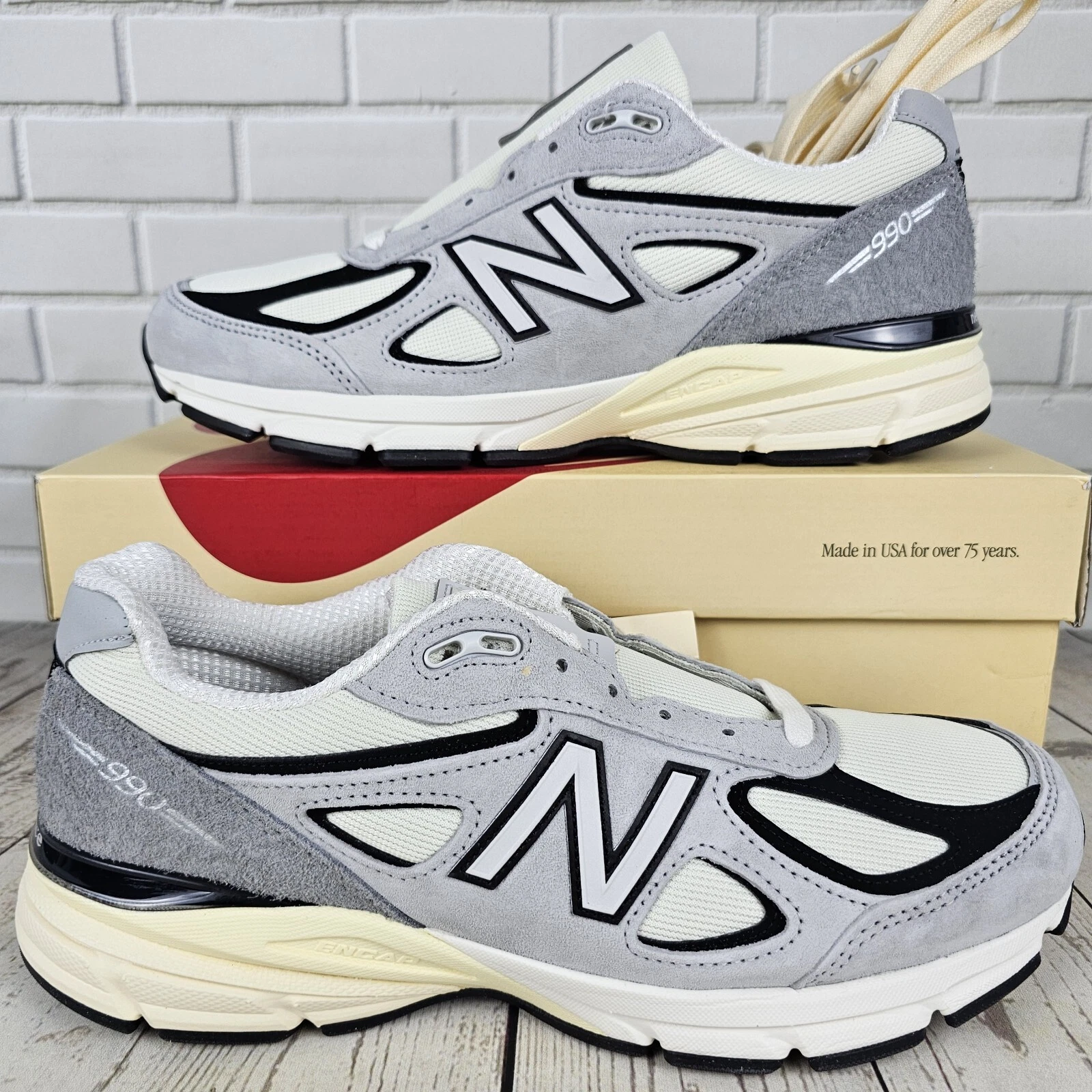 ⚡ New Balance 990V4 MiUSA Teddy Santis Grigio Nero Crema Uomo Taglia 11.5 U990TG4 ⚡