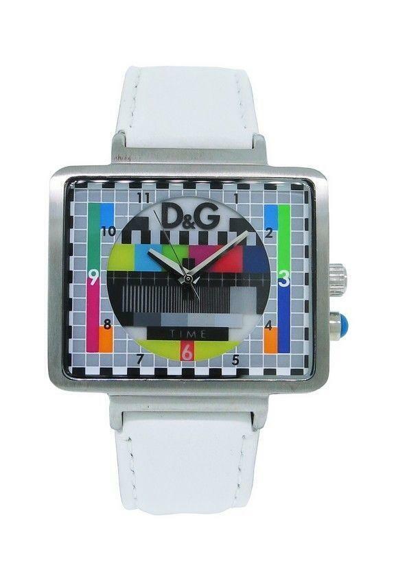Dolce & Gabbana Time DW0513 Men's Analog Retro TV Style White Leather Watch