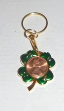 Lucky Penny Coin Token Lincoln Keychain Chain 1987 Birthday Clover Luck Cent BU 